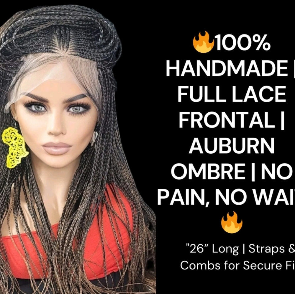 🔥26” Full Lace Knotless Braid Wig Handmade & Natural Look! 25% OFF TODAY ONLY🔥